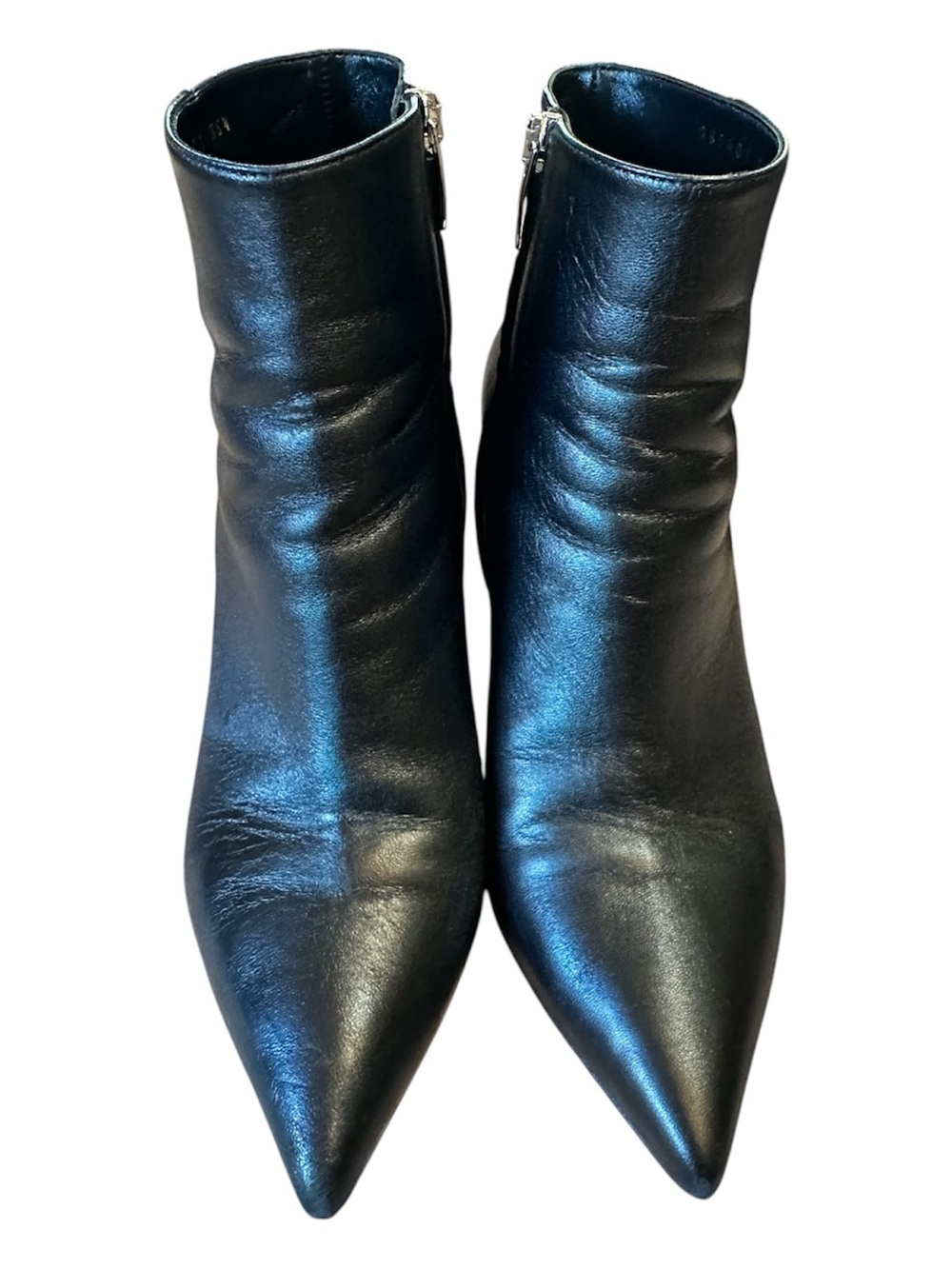 Sergio Rossi Black Pointed Leather Ankle Booties